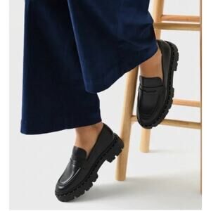 SCHUTZ New in Box Christie Studs Loafer in Black Leather // 6